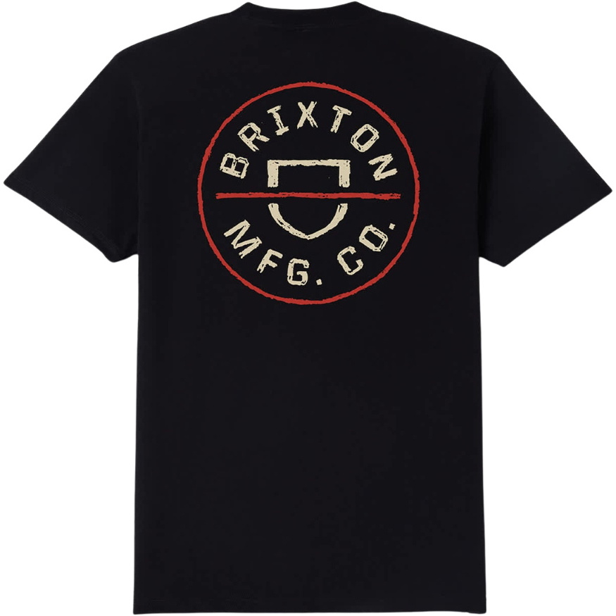 2026 Brixton Mens Crest II T-shirt 17569 - Black / Ivory / Brick Red